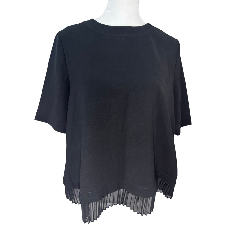 Sezane Black Blouse pleated Hemline Size FR 36 US 4